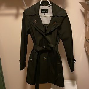 NWOT London Fog Raincoat/ Trench coat, Belted, Black, XS, hooded
